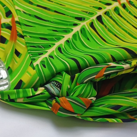 Swim by Chuck Handy Palm Print Swimsuit Sarong Skirt,sz 10 - Picture 3 of 7